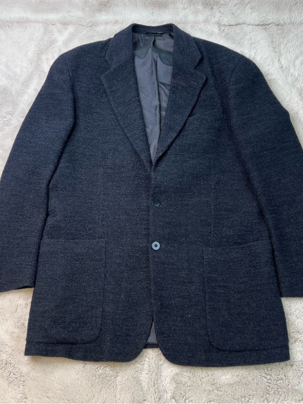 Mondo Di Marco Mens Size Large Blazer Classic Sport Coat Jacket Navy Textured